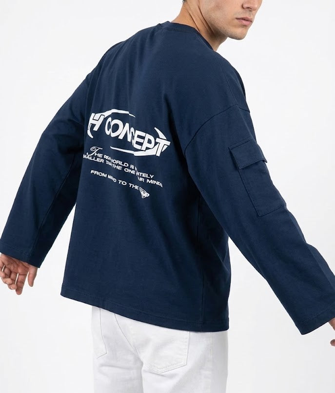 H CONCEPT NAVY CREWNECK